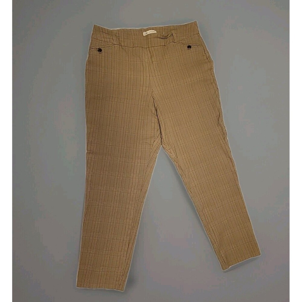 Cato Women's Straight leg Button Pocket Brown Plaid Dress Pants Size 14